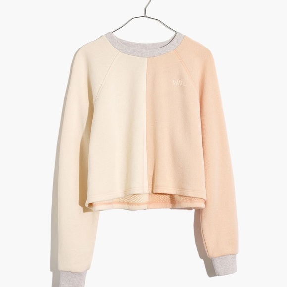 MADEWELL MWL Airyterry Colorblock Crop Sweatshirt - Picture 3 of 9